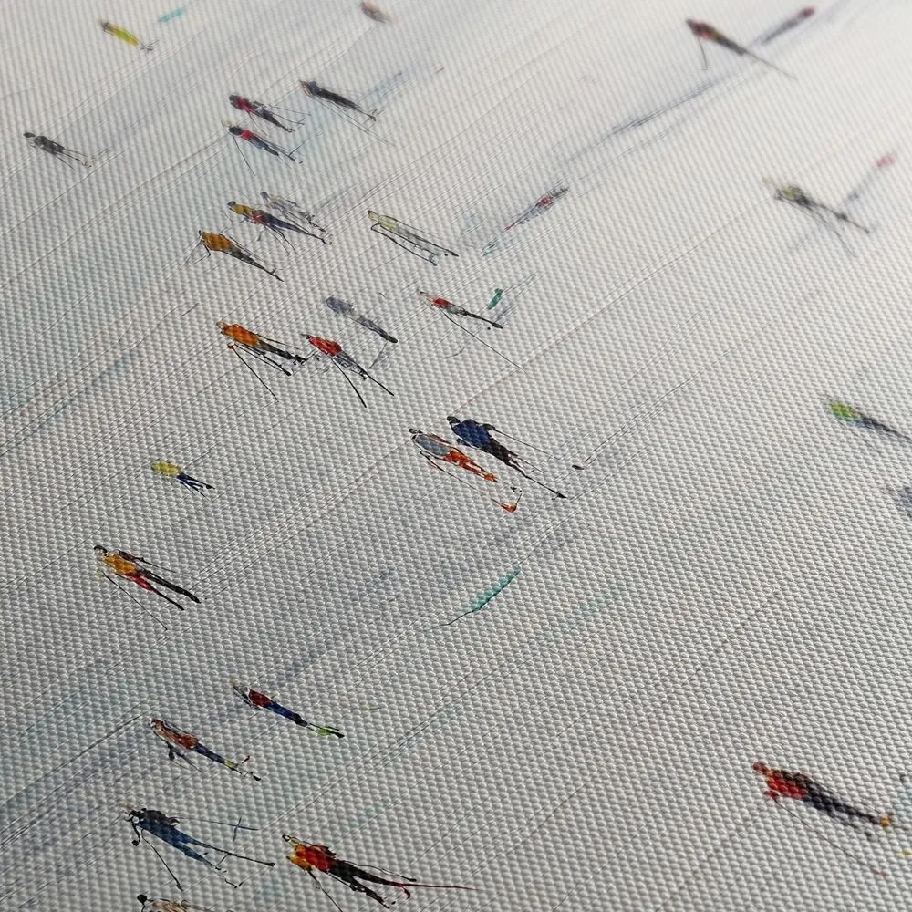 Obraz lyžiari v zimnej krajine