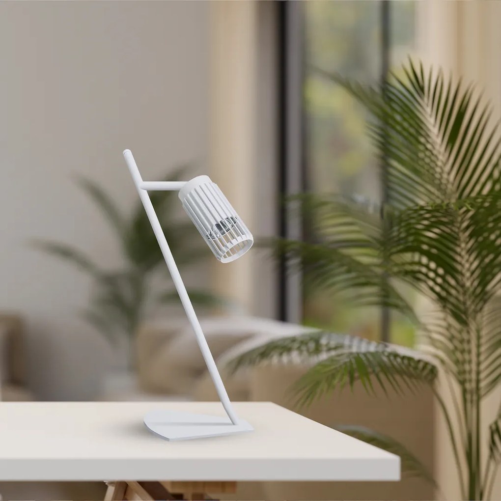 Stolná lampa Vertical, 1x biele kovové tienidlo, w