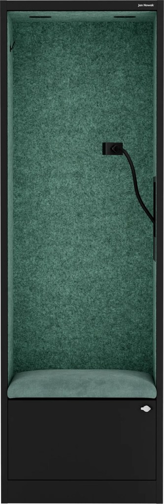 Akustická kabína SALLY MentalBox 600 mm – čierny korpus, zelené sedadlo