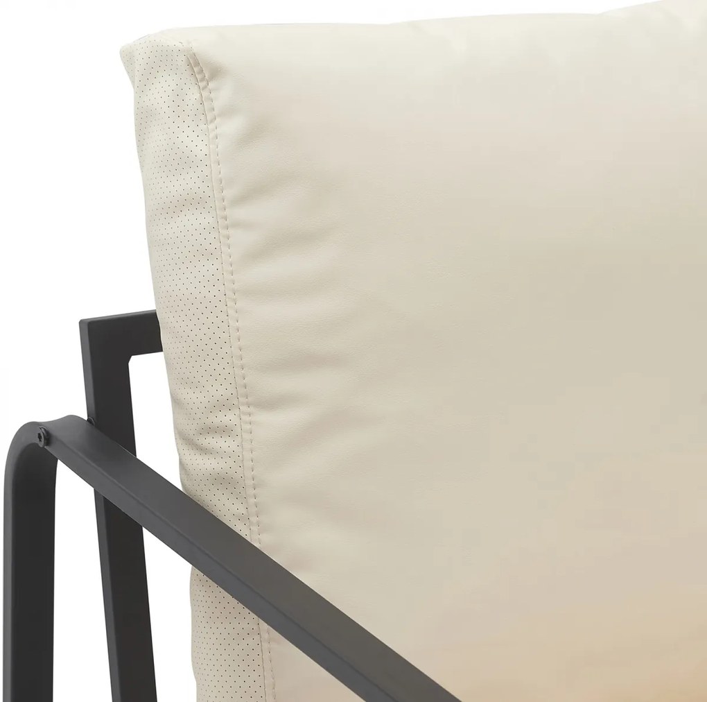 Design-Shop Kreslo Manea - koženka / kov - Krémová