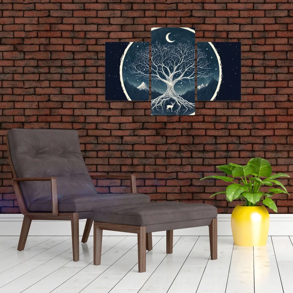 Obraz – Magický strom s jeleňom II. (90x60 cm)
