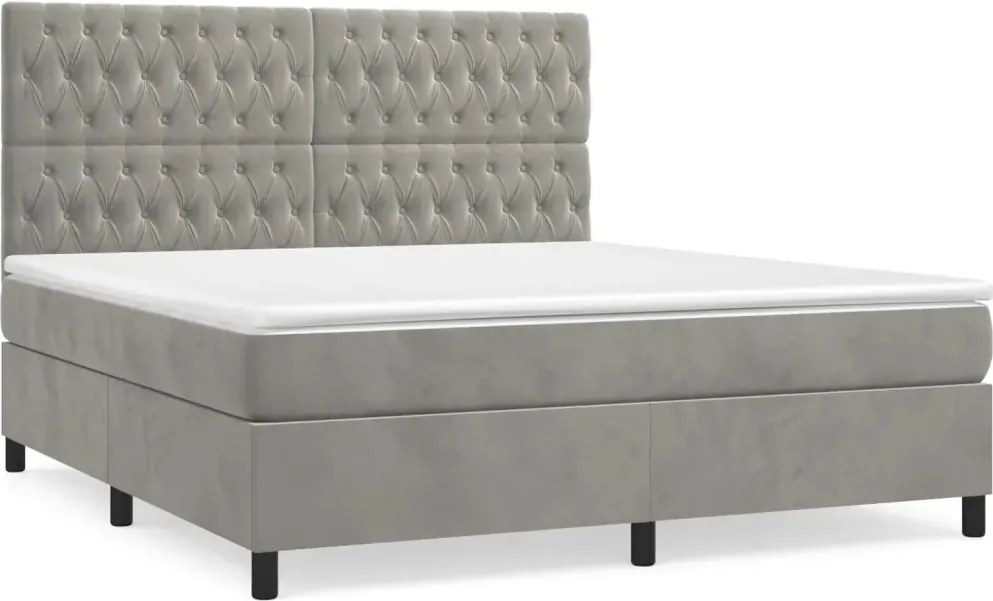 vidaXL Kontinentálna posteľ s matracom, svetlosivá, 180 x 200 cm, zamat