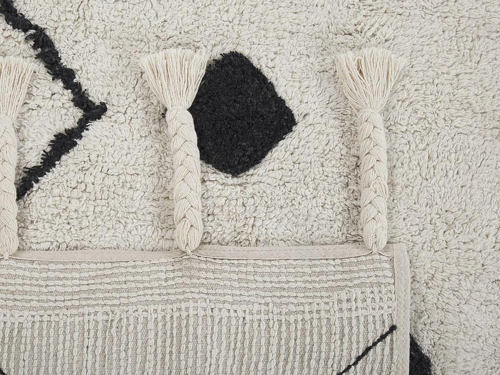 Bavlnený koberec 160 x 230 cm biela/čierna KHEMISSET Beliani