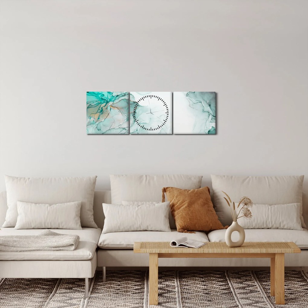 Obraz - Atramentová abstrakcia 2 (s hodinami) (90x30 cm)