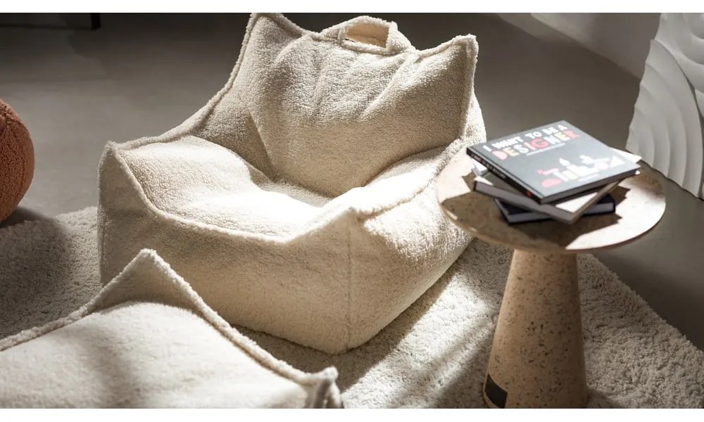 Krémový detský sedací vak z textílie buklé Square – Wigiwama