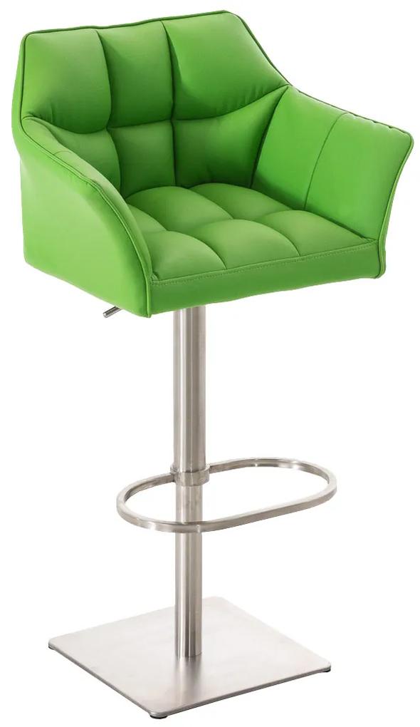 Barová stolička Damas E1 ~ koženka, nerezový rám - Zelená
