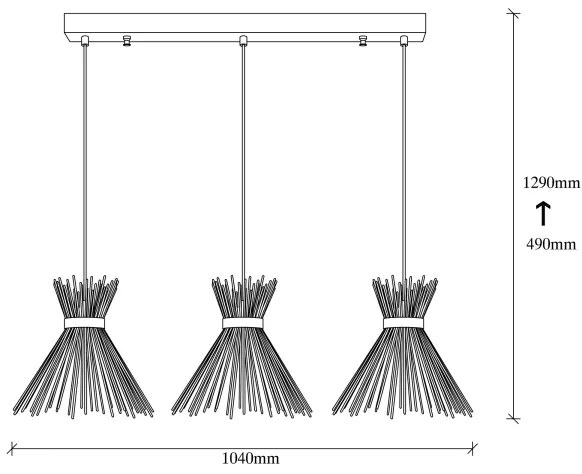 Luster na lanku KIRPI 3xE27/40W/230V zlatá