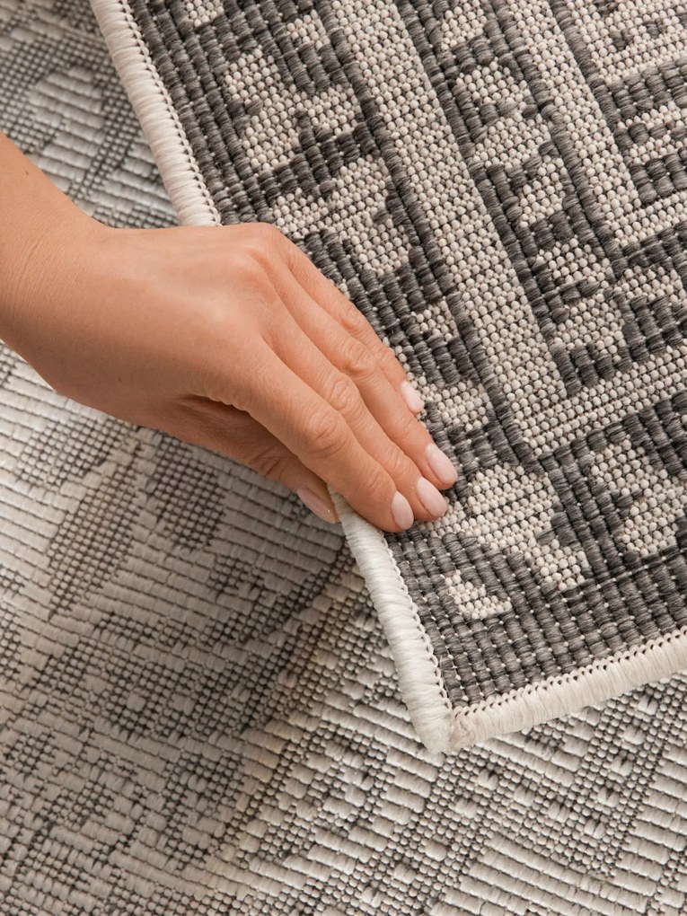 NORTHRUGS, Behúň Duet Rosel 106251 White/Gray - na von aj na doma, 80x250, šedá, chodba / predsieň