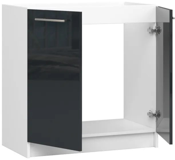 Spodná kuchynská skrinka pod drez OLIWIA S80 biela / grafitová, lesk