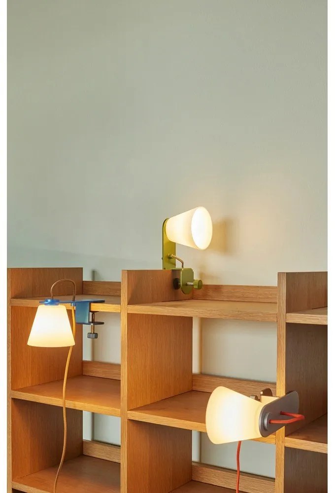 Modrá stolová lampa so skleneným tienidlom (výška 23 cm) Lure – Hübsch