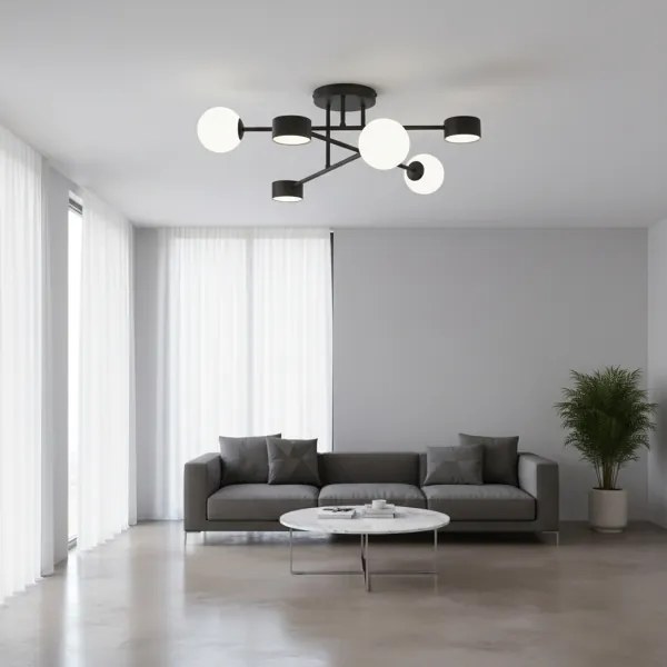 Prisadený luster HOLON 3xG9/8W/230V + 3xGX53/12W čierna