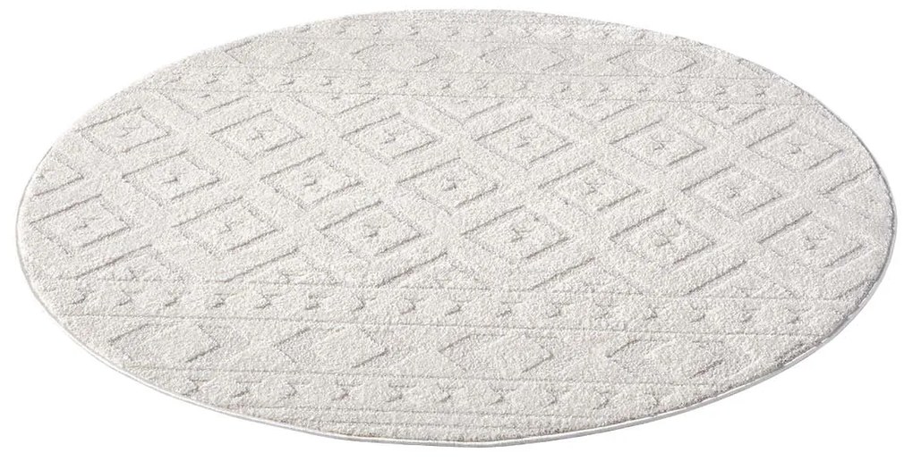 Dekorstudio Moderný okrúhly koberec LOUNGE 9999 - krémový Priemer koberca: 120cm