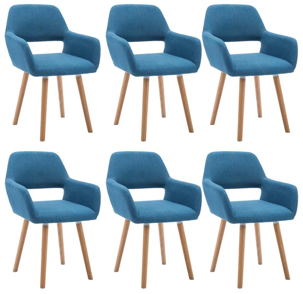 vidaXL Jedálenské stoličky 6 ks, modré, látka