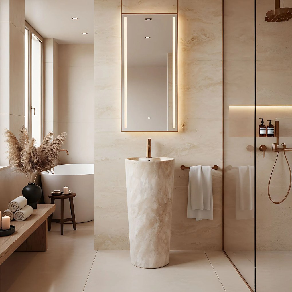 Rea Blanka Savana Matt, voľne stojace umývadlo 40x40x85 cm, imitácia kameňa, REA-U3615