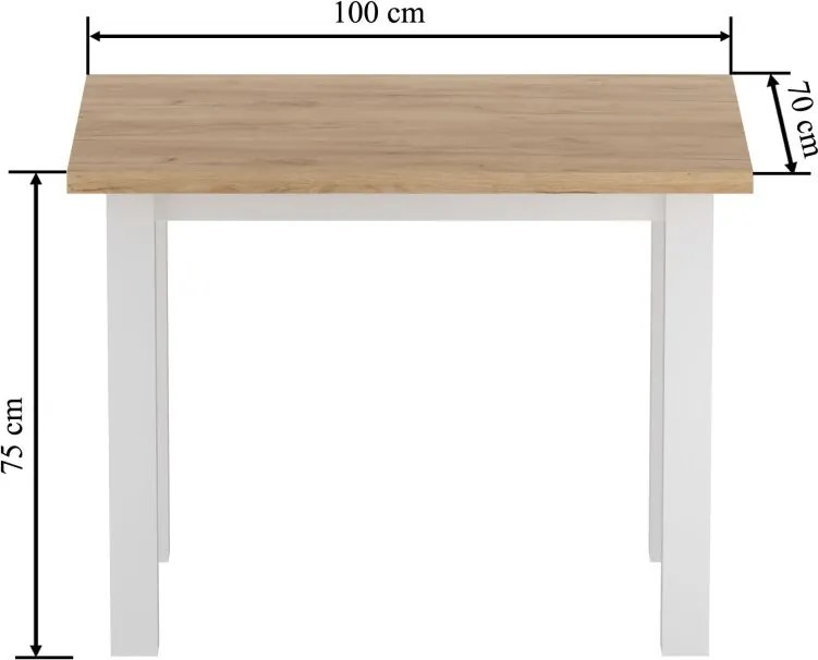 Dekorstudio Jedálenský stôl MONTE Dub zlatý craft 70x100 cm - biely