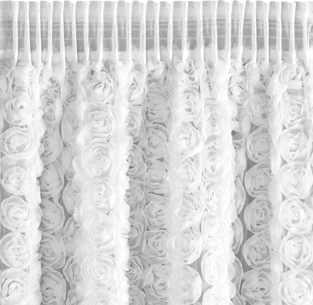 ZÁCLONA NA PÁSKE EVA MINGE ROSES1 140X270 CM BIELA