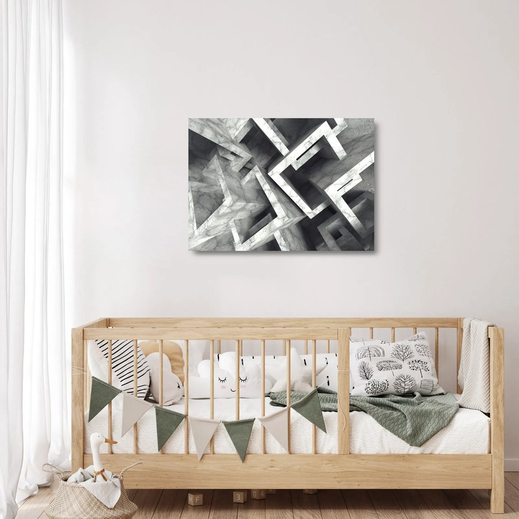 Abstraktný sklenený obraz kociek (70x50 cm)