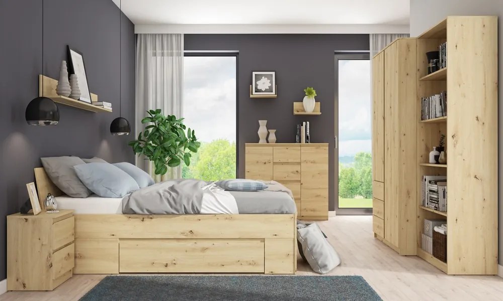 Šatníková skriňa Carlos, dub artisan, 100 cm