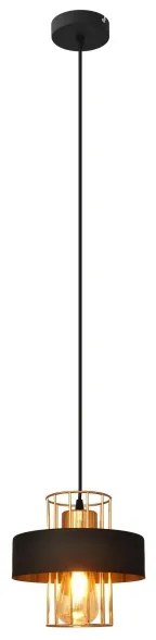Luster na lanku VOLTA 1xE27/15W/230V čierna/zlatá