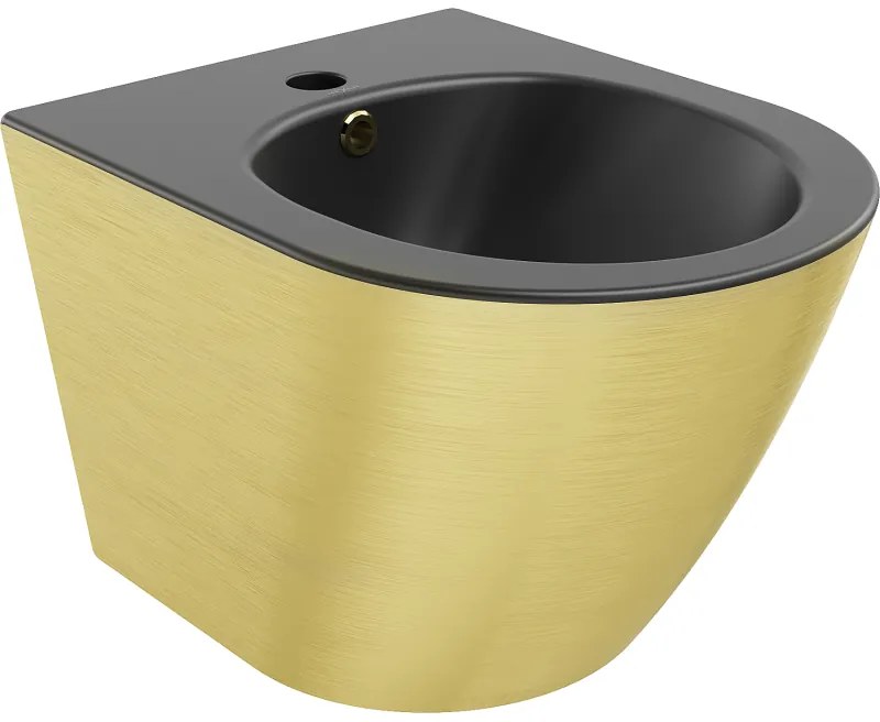 Mexen Lena, závesný bidet 480x370x325 mm, čierna matná - zlatý vzor, 35224877