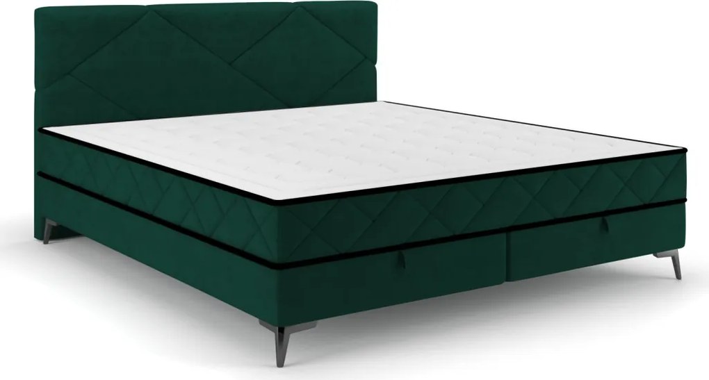 Posteľ Parana 160x200 cm, fľaškovo zelená zamatová látka
