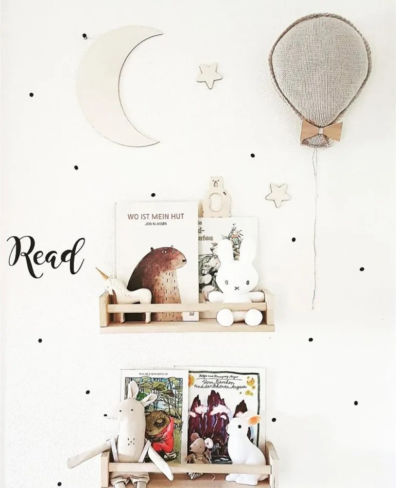 Vesmírna drevená nástenná dekorácia pre deti – Mesiac, raketa, Saturn + 10 hviezd