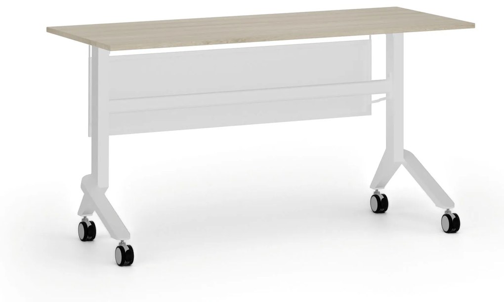 Mobilný stôl PRIMO MOVE, 1400 x 600 mm, biela podnož, dub prírodný