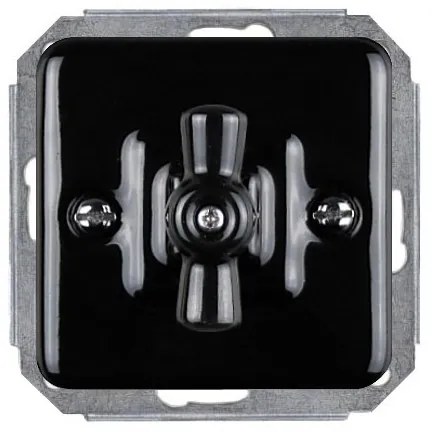 Elhard Keramický štvorcový otočný vypínač č.6/č.1, čierny - kompletný KV5406B