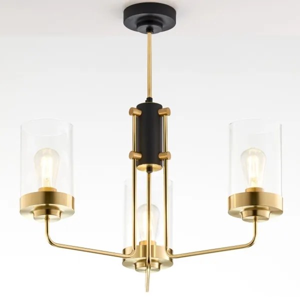 Jupiter 2087 - Luster na tyči RAMIREZ 3xE27/15W/230V zlatá/čierna