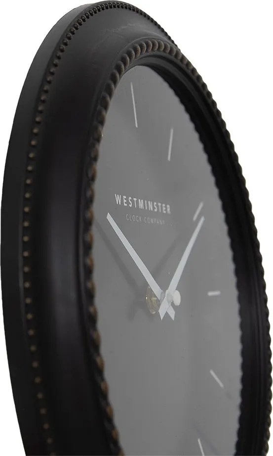 Čierne antik nástenné hodiny Westminster - Ø 28*5 cm / 1*AA