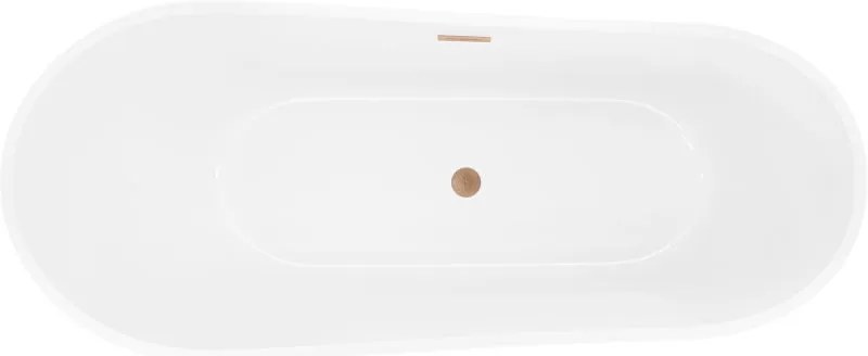 Mexen Dora, voľne stojaca vaňa 160 x 75 cm, biela, medený matný prepad, 52071607500-65