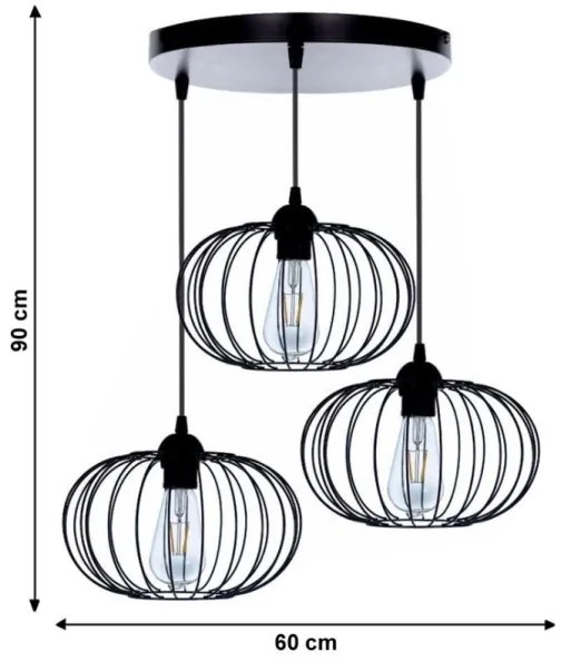 Prisadený luster BOCCA 3xE27/60W/230V