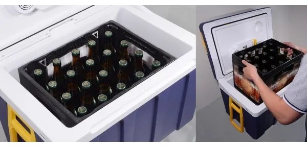 Pojazdný chladiaci box 60 W, 230/12 V, 50 l modrá/žltá