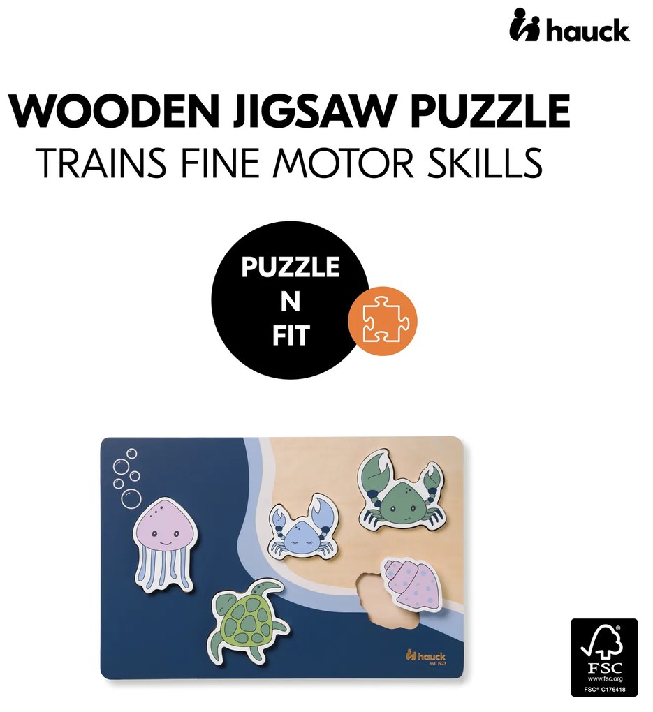 Hauck Puzzle drevené vkladacie Puzzle N Fit Sea