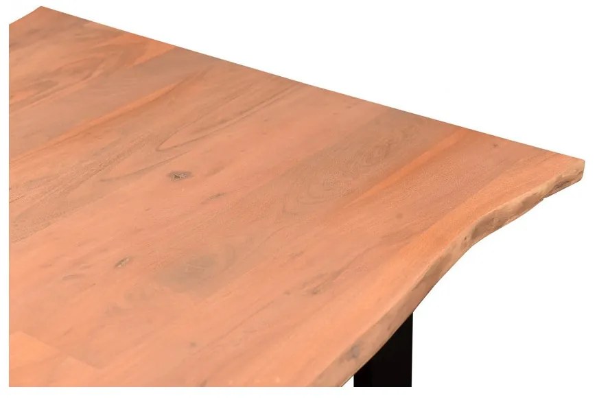 furniture-nabytek.cz - Jedálenský stôl Willy z masívneho akáciového dreva s čiernymi kovovými nohami, lakovaný, prírodný – 120×80 cm
