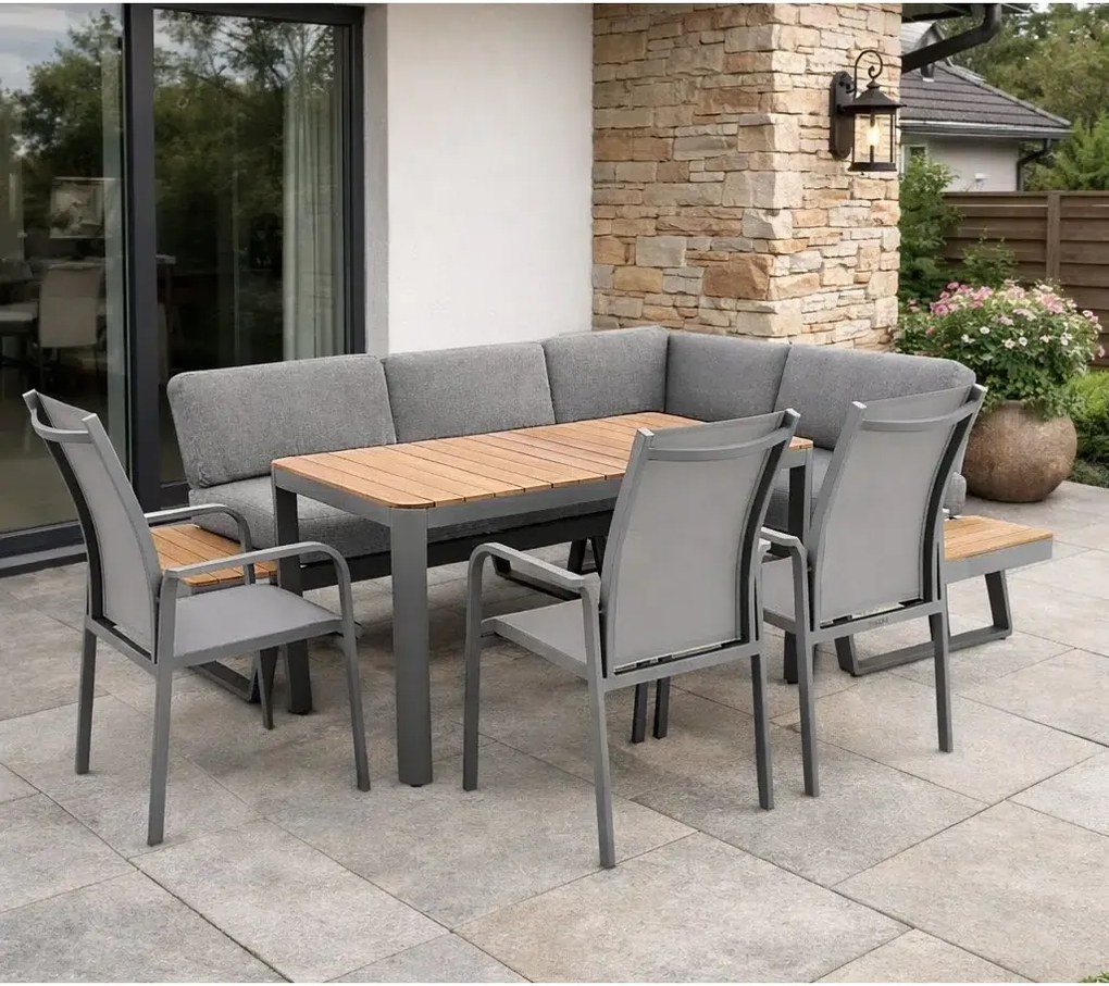 Jedálenská súprava EXPERT PLUS AVERSA TEAK sivá, 3+2+1