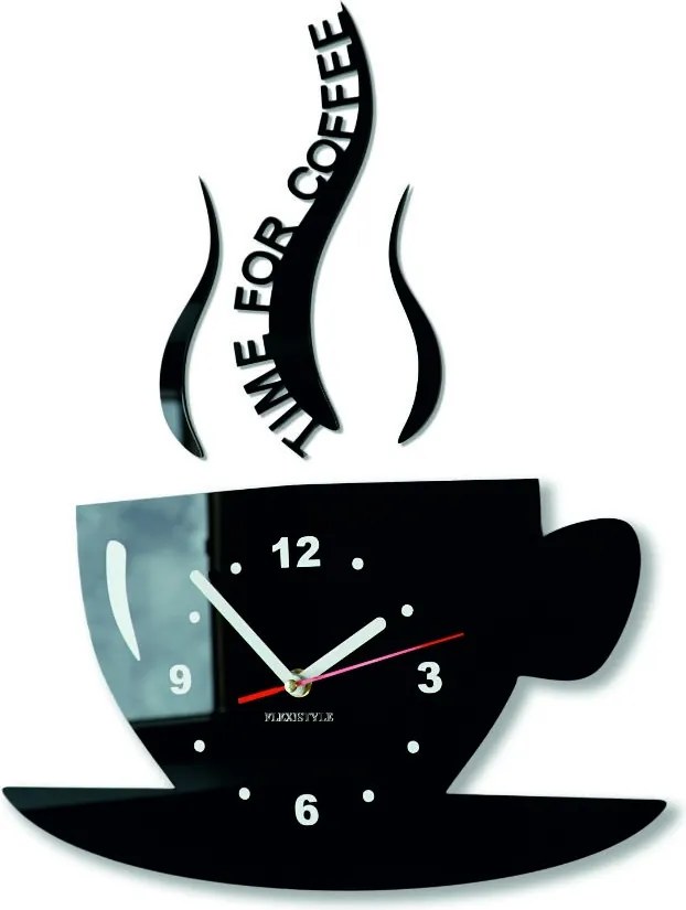 Nástenné hodiny káva - COFFE: Čierna Ral 9005 Čierne ručičky 2304-6159 FL-z16 2021