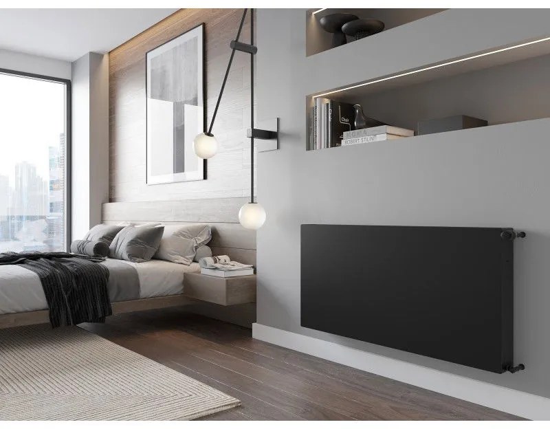 Mexen, Mexen Flat CF22 panelový radiátor 600 x 900 mm, bočné pripojenie, 1424 W, čierny - W422F-060-090-70