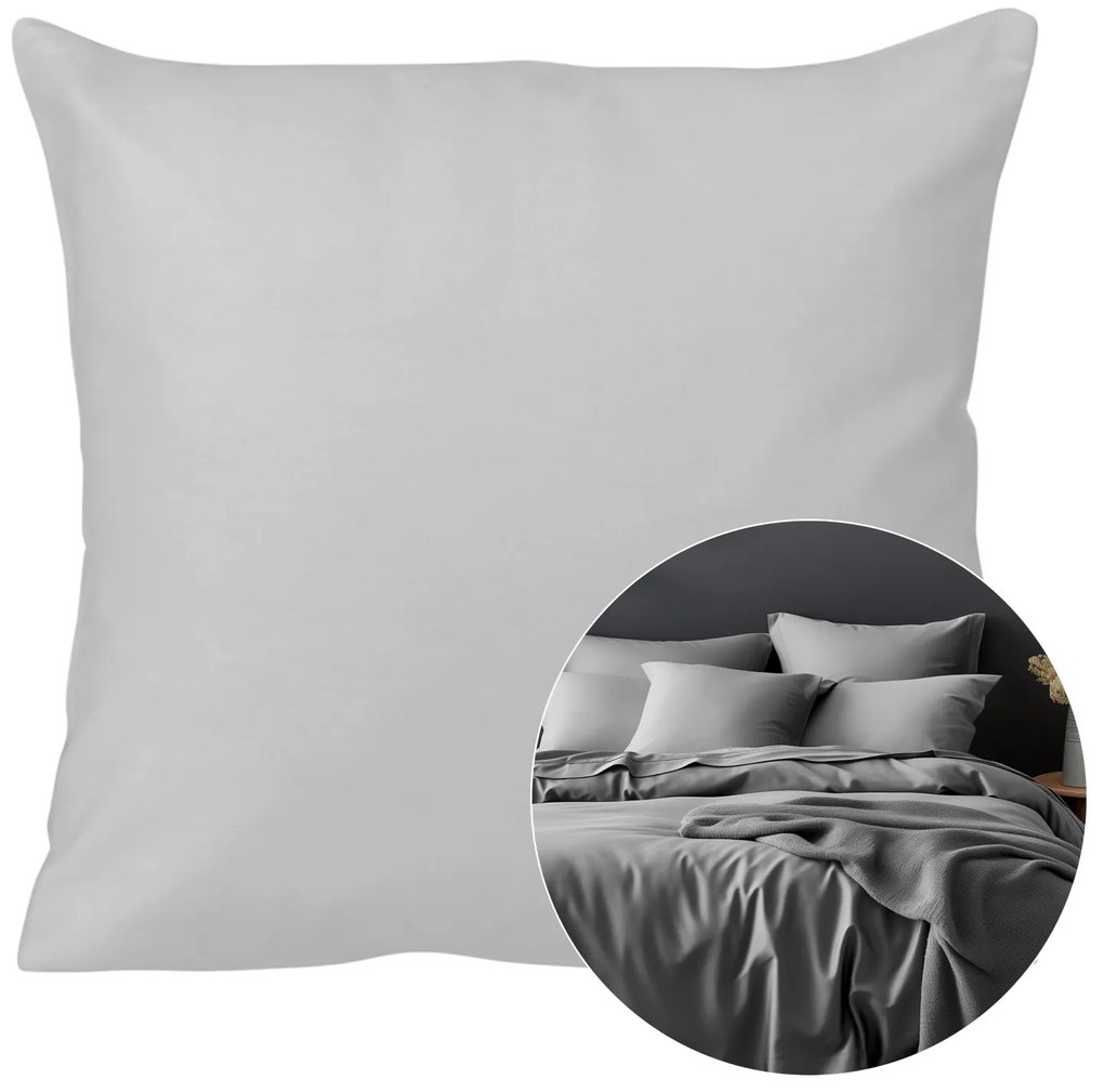 SATÉNOVÁ OBLIEČKA NA VANKÚŠ 024 SVETLO 40X40 CM SIVÁ