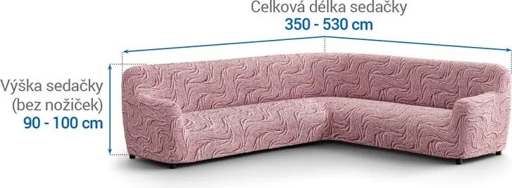 Bielastické poťahy BRILLANTE bordó rohová sedačka (š. 350 - 530 cm)