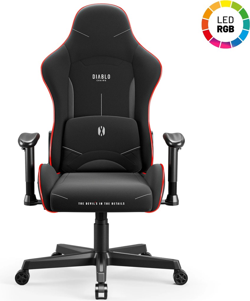 Čierne herné kreslo s LED RGB osvetlením: Diablo X-Starter