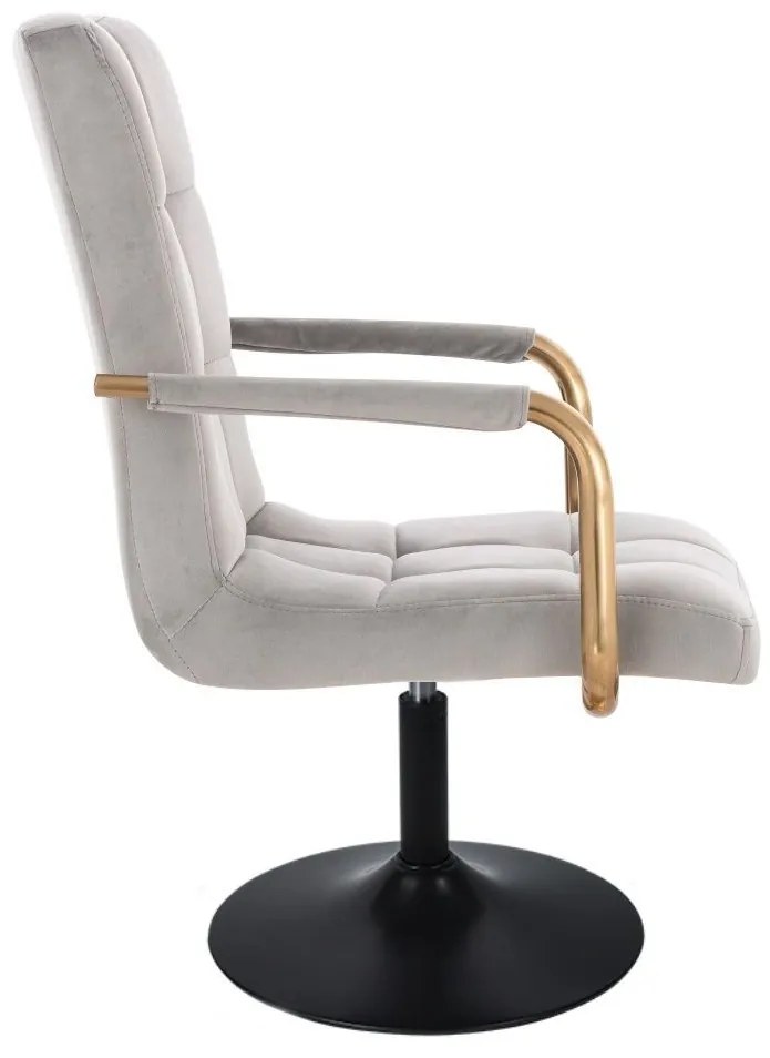 LuxuryForm DESIGN Otočná stolička VERONA GOLD VELUR na čiernom tanieri - svetlosivá
