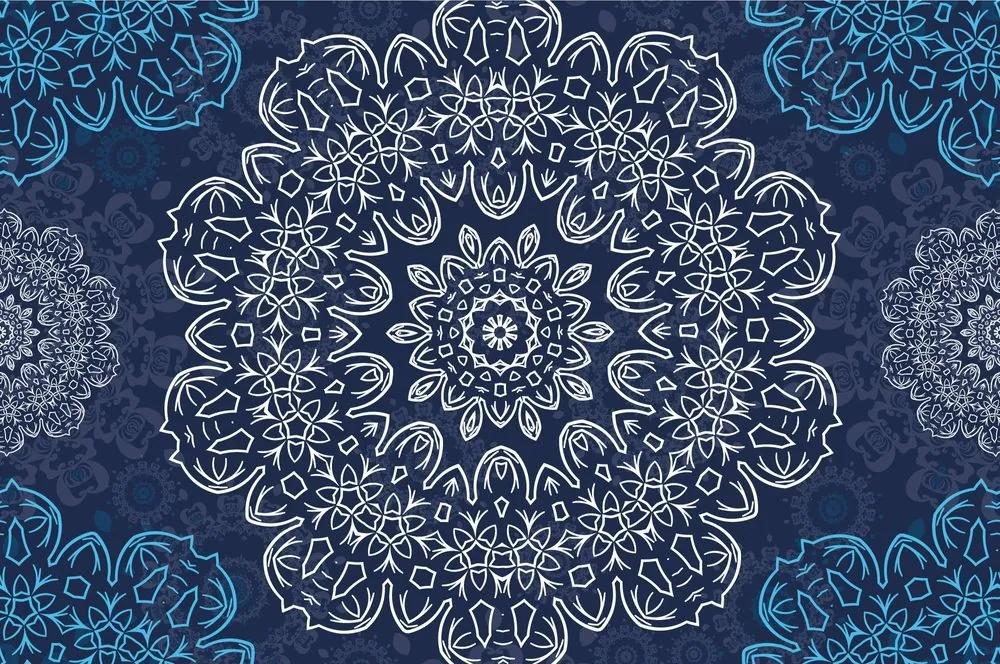Tapeta modrá Mandala s abstraktným vzorom - 150x100