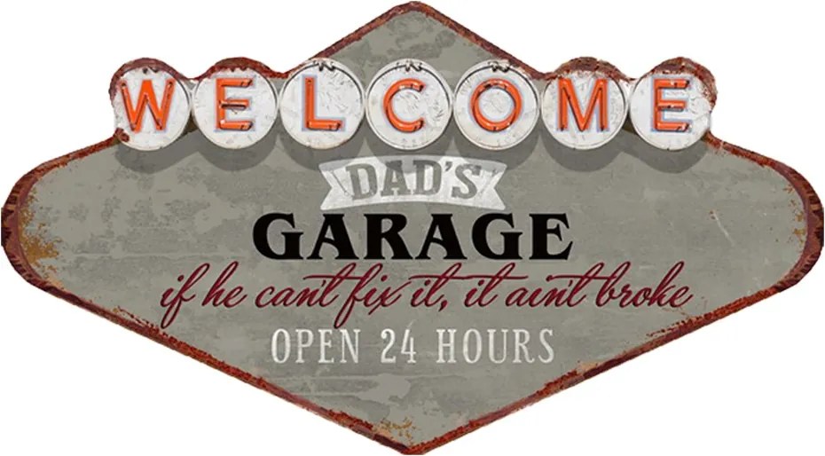 Kovová nástenná ceduľa Welcome Daďs Garage - 49*1*27 cm