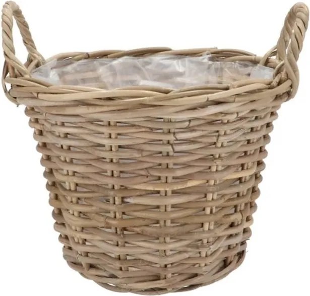 Ratanový kvetináč /kôš s ušami Kuboo grey L - Ø 30*24/29 cm