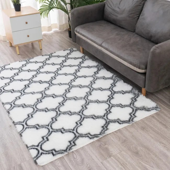 Protišmykový koberec DECOR biely / sivý 1