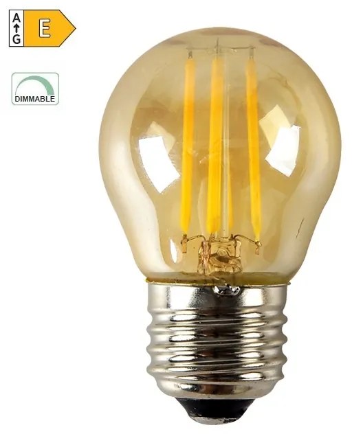 Diolamp LED Mini Globe Filament žiarovka P45 Amber 6W/230V/E27/2700K/700Lm/360°/Dim