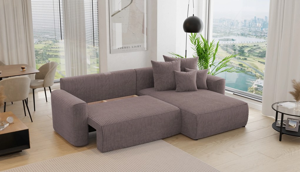 Rohová sedačka Baria (P) (tmavohnedá). Akcia -20%. Vlastná spoľahlivá doprava až k Vám domov. 1133084