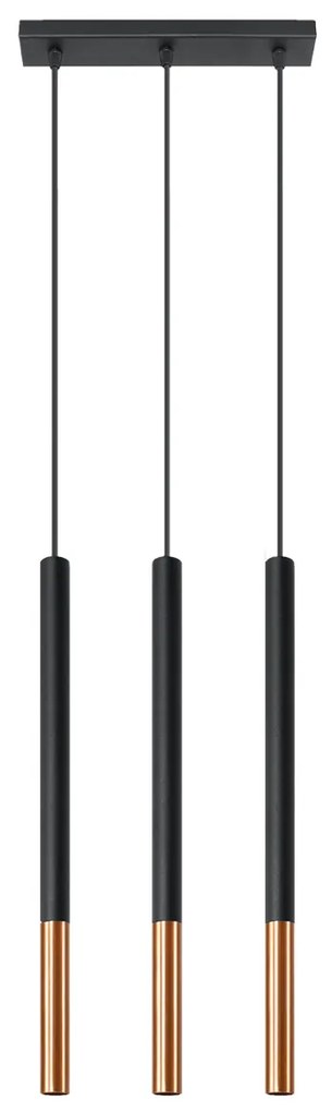 Závesné svietidlo Mozaica, 3x čierne kovové tienidlo, c