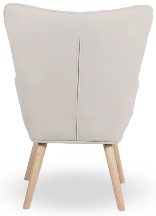 Kreslo ušiak LUGO — masív, látka, prírodná / krémová